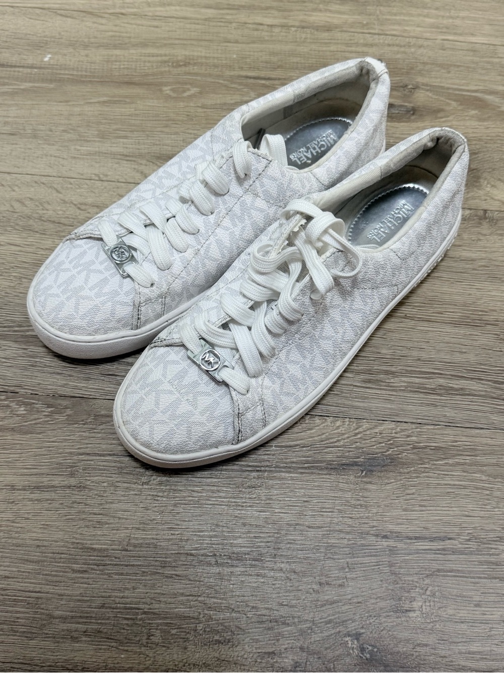 Michael Kors White Logo-Print Low-Top Lace-Up Sneakers